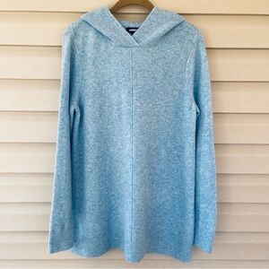 Lands' End Wool Alpaca Blue Hooded Long Sleeve Pullover Sweater Size M